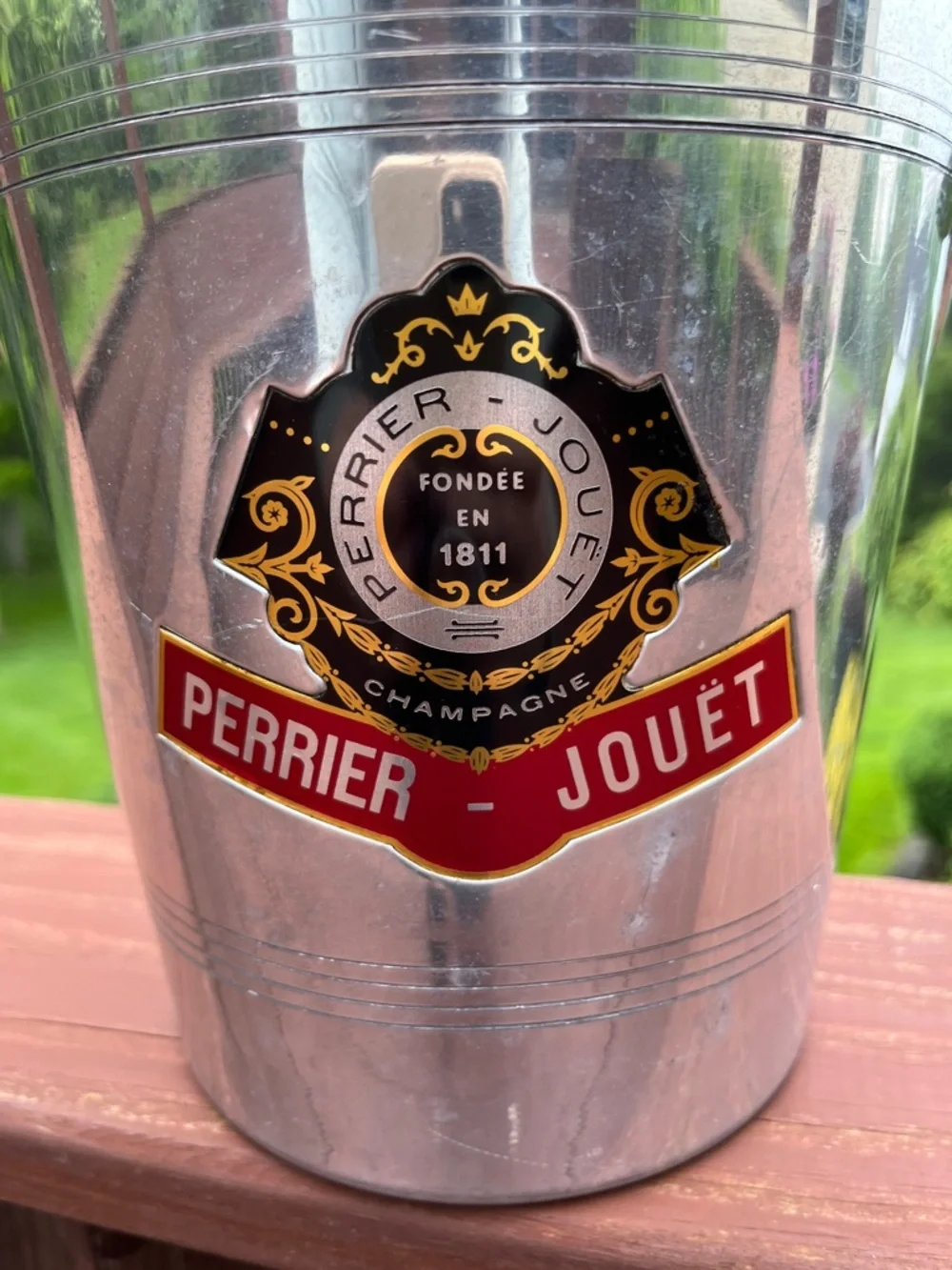 Vintage Perrier Jouet Champagne Bucket Ice Aluminum Silver France